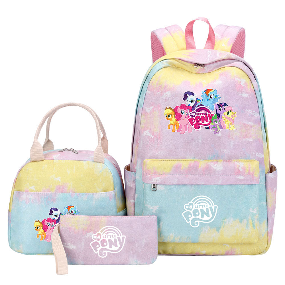 My Little Pony Pink Starry Sky SchoolBag Backpack Lunch Box Bag Book Pencil Bags  3pcs Set