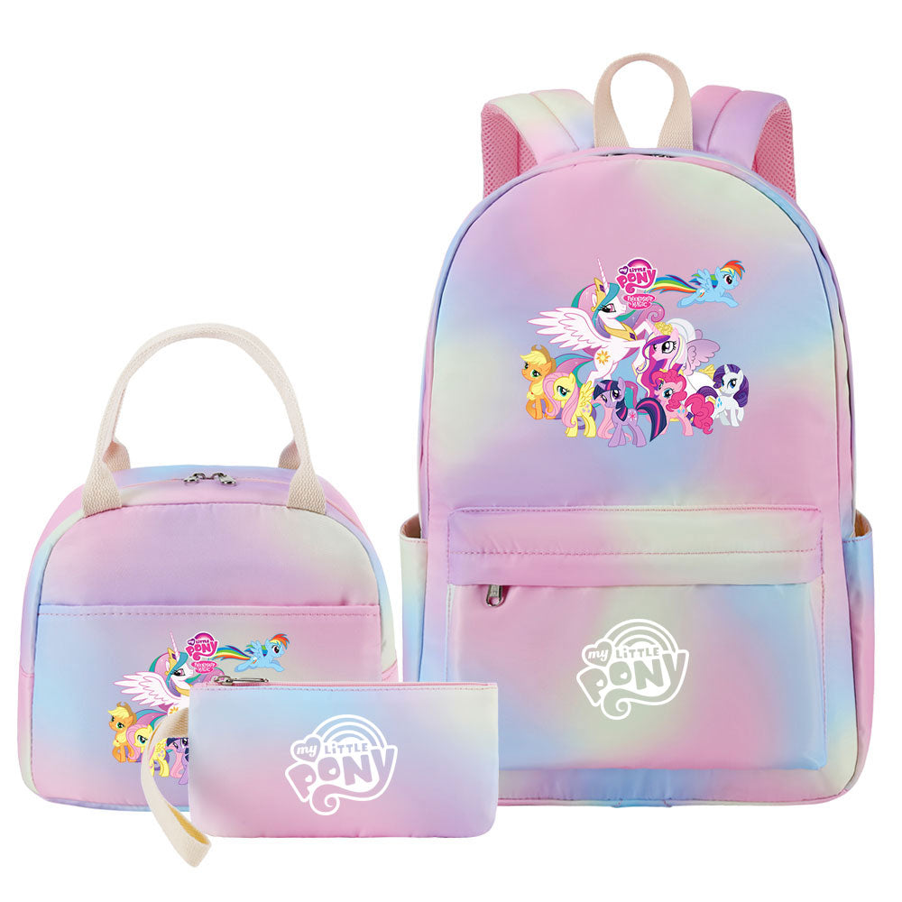 My Little Pony Pink Starry Sky SchoolBag Backpack Lunch Box Bag Book Pencil Bags  3pcs Set