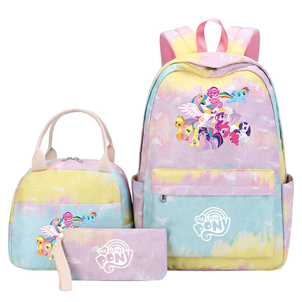 My Little Pony Pink Starry Sky SchoolBag Backpack Lunch Box Bag Book Pencil Bags  3pcs Set