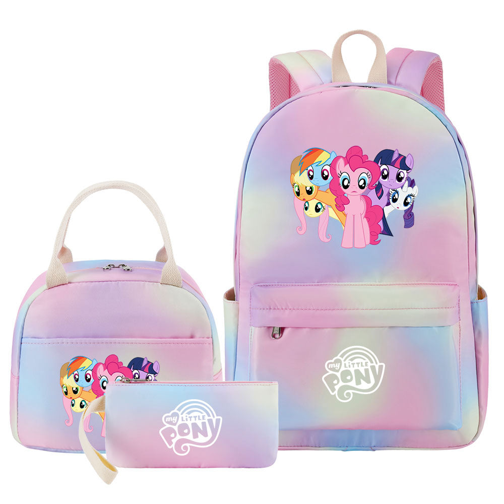 My Little Pony Pink Starry Sky SchoolBag Backpack Lunch Box Bag Book Pencil Bags  3pcs Set