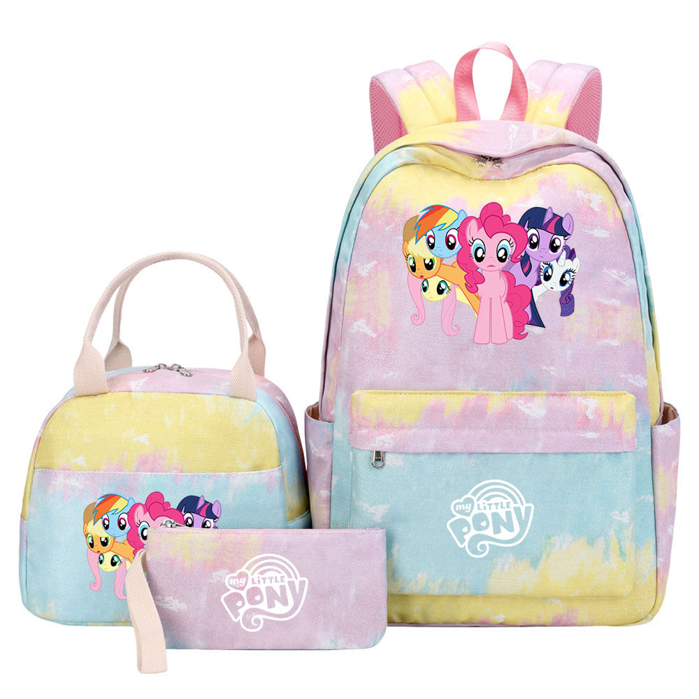 My Little Pony Pink Starry Sky SchoolBag Backpack Lunch Box Bag Book Pencil Bags  3pcs Set