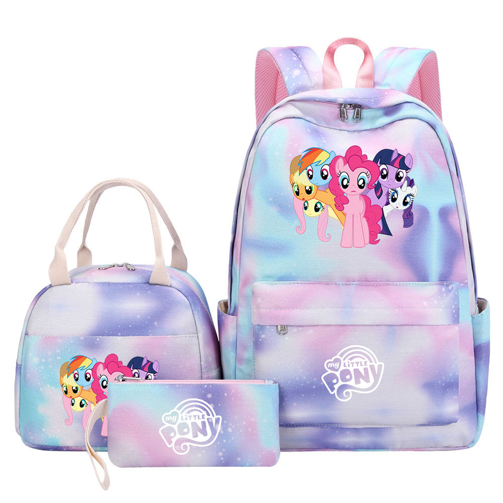 My Little Pony Pink Starry Sky SchoolBag Backpack Lunch Box Bag Book Pencil Bags  3pcs Set