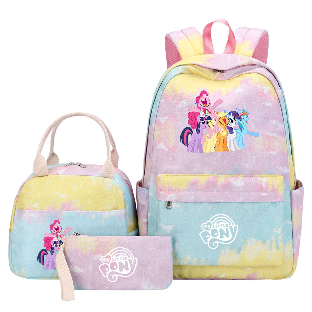 My Little Pony Pink Starry Sky SchoolBag Backpack Lunch Box Bag Book Pencil Bags  3pcs Set