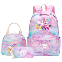 My Little Pony Pink Starry Sky SchoolBag Backpack Lunch Box Bag Book Pencil Bags  3pcs Set