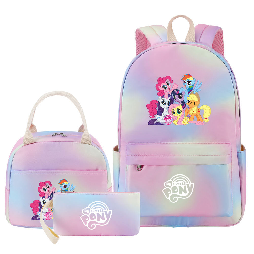 My Little Pony Pink Starry Sky SchoolBag Backpack Lunch Box Bag Book Pencil Bags  3pcs Set