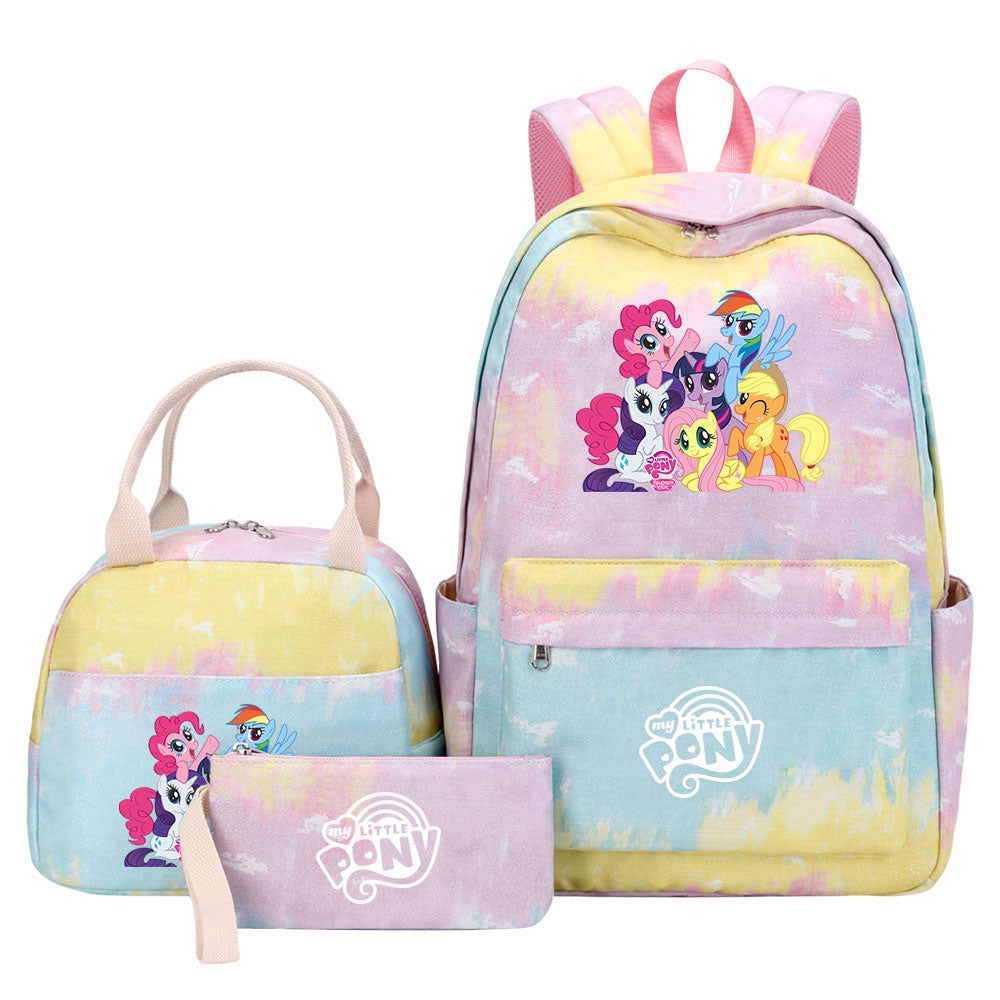 My Little Pony Pink Starry Sky SchoolBag Backpack Lunch Box Bag Book Pencil Bags  3pcs Set