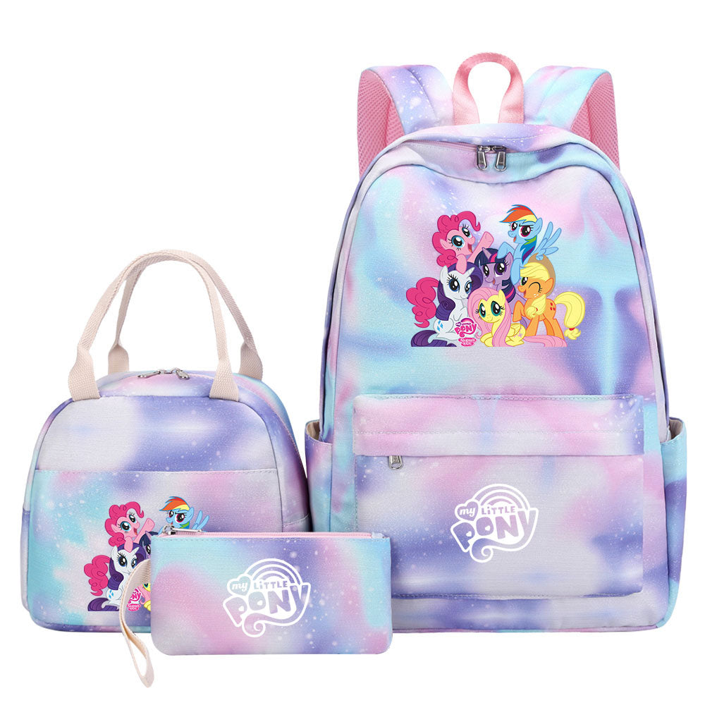 My Little Pony Pink Starry Sky SchoolBag Backpack Lunch Box Bag Book Pencil Bags  3pcs Set