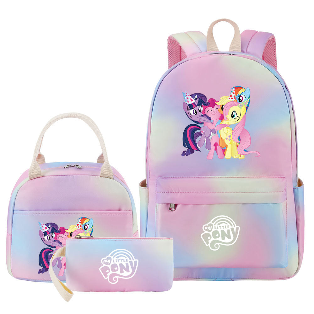 My Little Pony Pink Starry Sky SchoolBag Backpack Lunch Box Bag Book Pencil Bags  3pcs Set