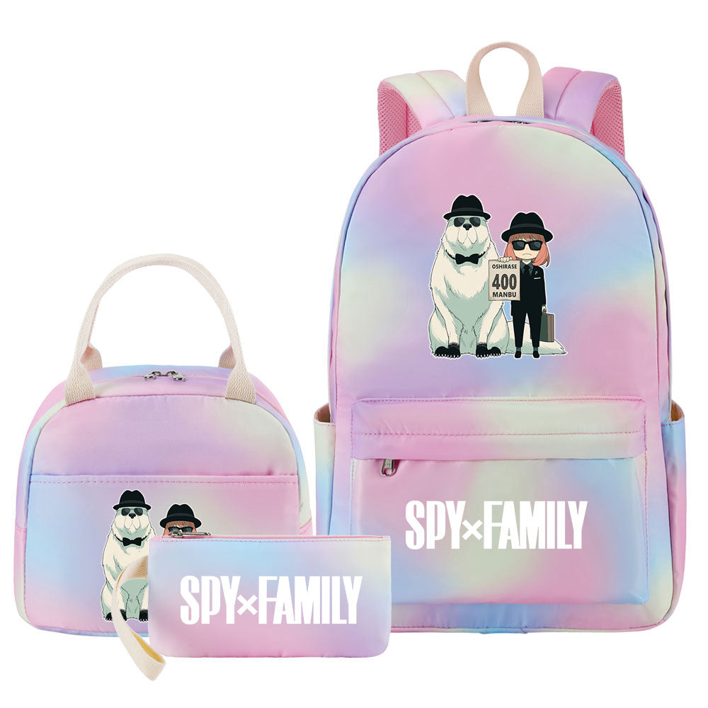 Spy Family Pink Starry Sky SchoolBag Backpack Lunch Box Bag Book Pencil Bags  3pcs Set