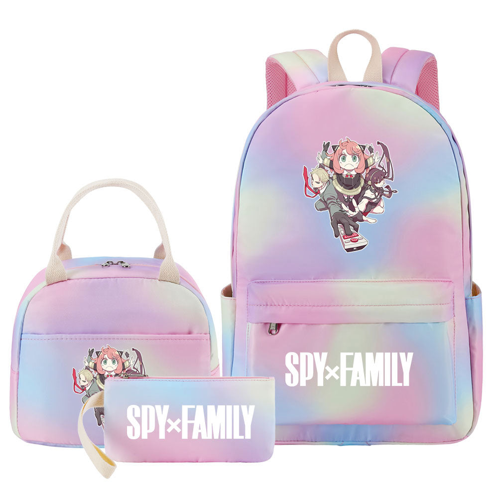 Spy Family Pink Starry Sky SchoolBag Backpack Lunch Box Bag Book Pencil Bags  3pcs Set