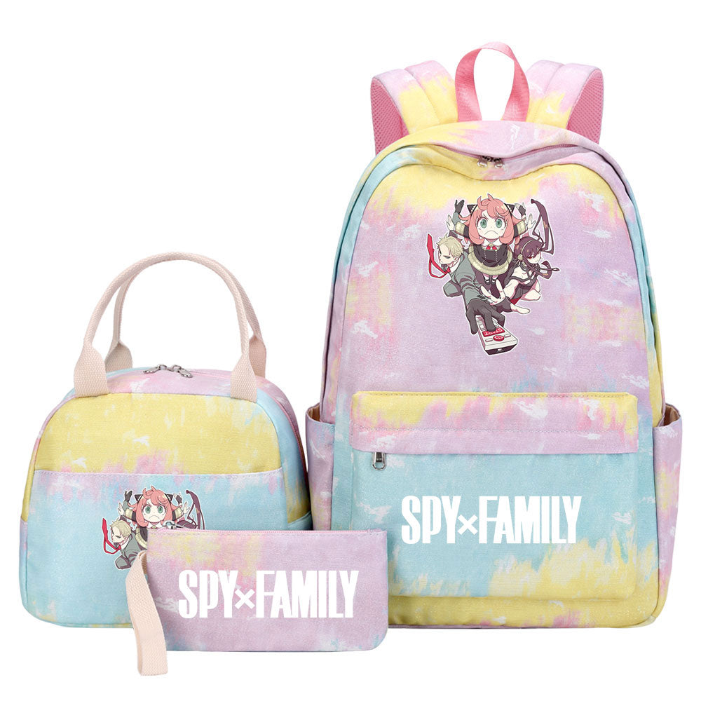 Spy Family Pink Starry Sky SchoolBag Backpack Lunch Box Bag Book Pencil Bags  3pcs Set