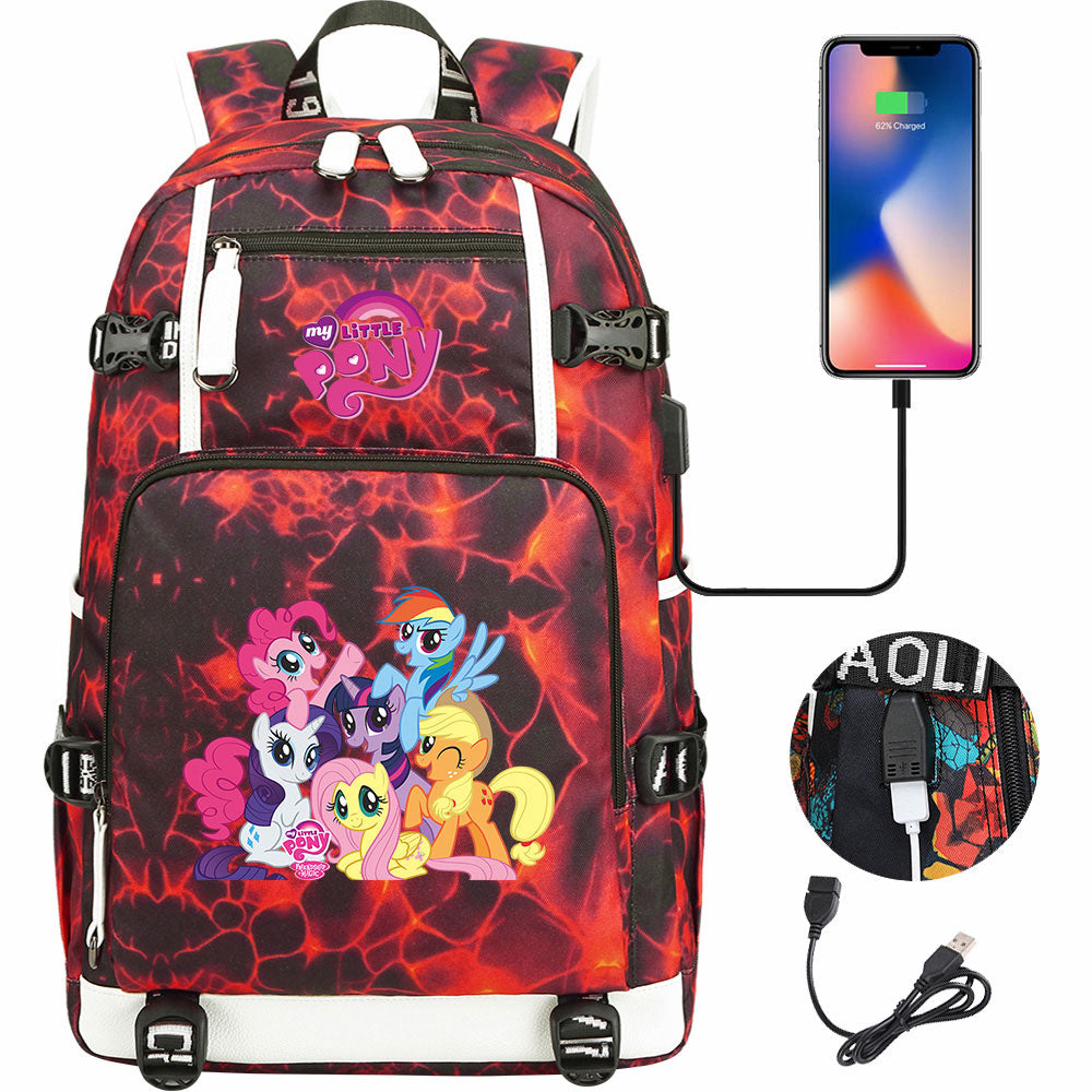 My Little Pony USB Charging Backpack School NoteBook Laptop Travel Bags