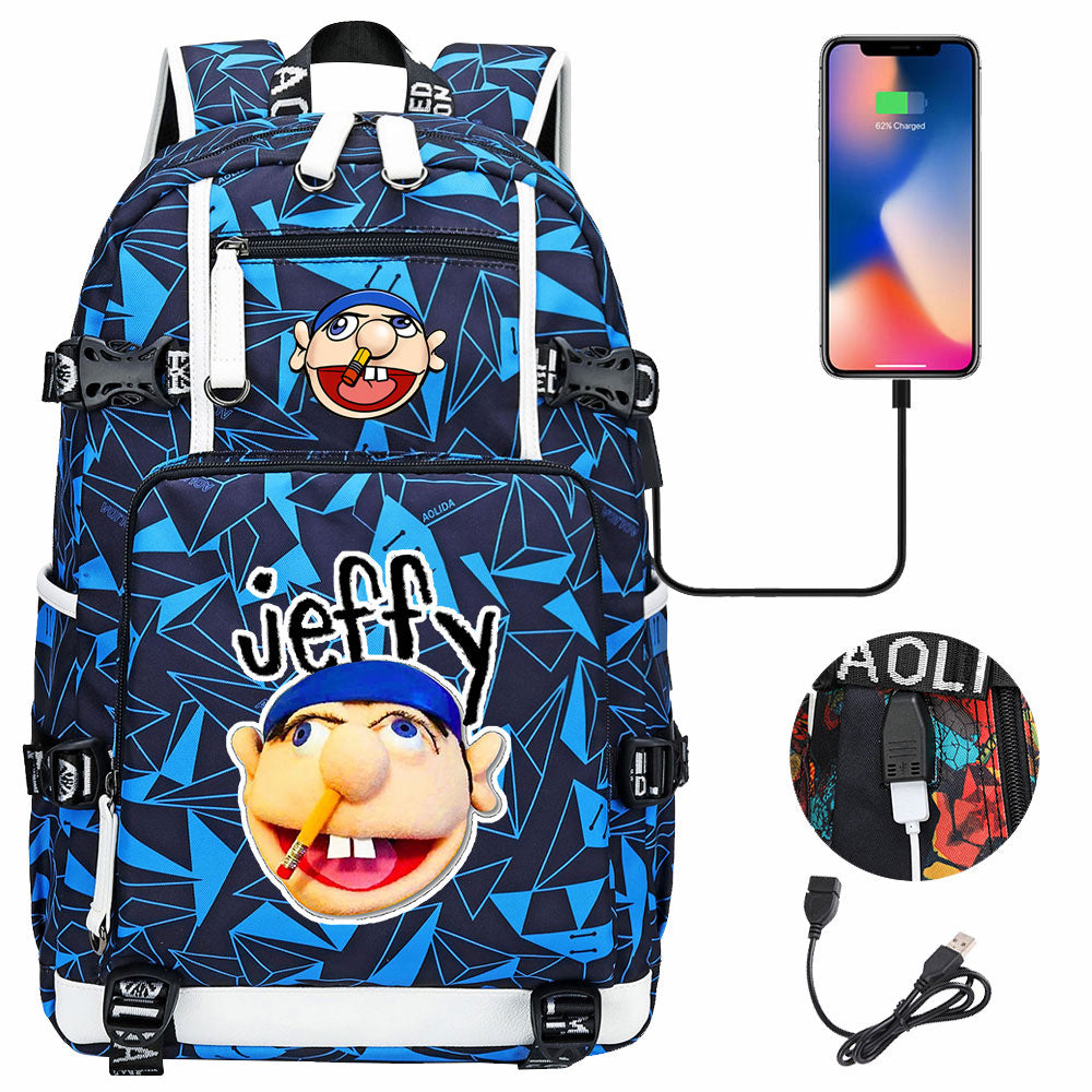 Jeffy USB Charging Backpack School NoteBook Laptop Travel Bags