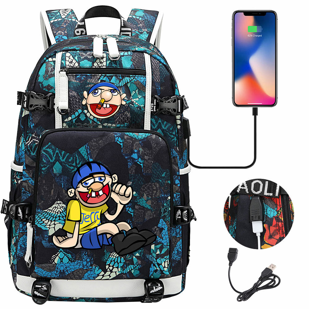 Jeffy USB Charging Backpack School NoteBook Laptop Travel Bags