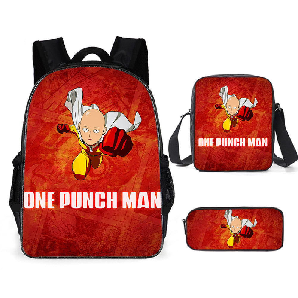 One Punch Man Schoolbag Backpack Lunch Bag Pencil Case Set Gift for Kids Students