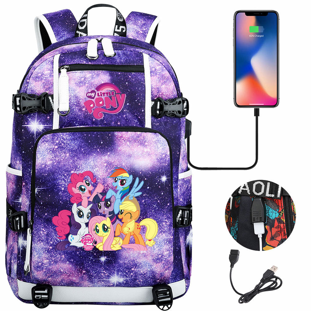 My Little Pony USB Charging Backpack School NoteBook Laptop Travel Bags