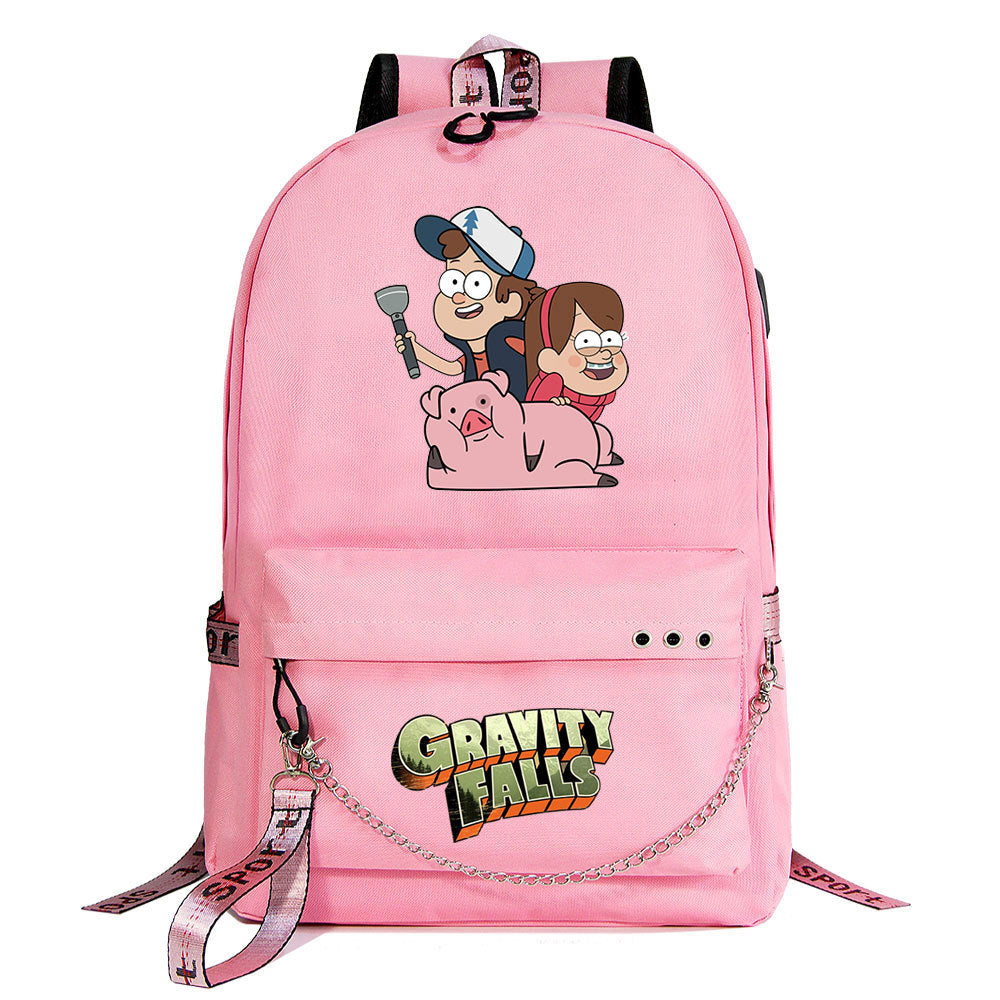 Gravity Falls USB Charging Backpack Shoolbag Notebook Bag Gifts for Kids Students