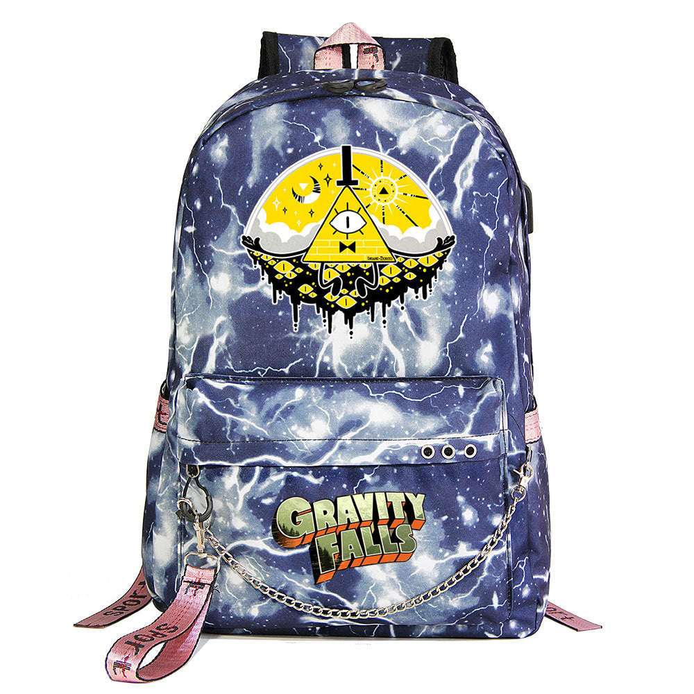 Gravity Falls USB Charging Backpack Shoolbag Notebook Bag Gifts for Kids Students