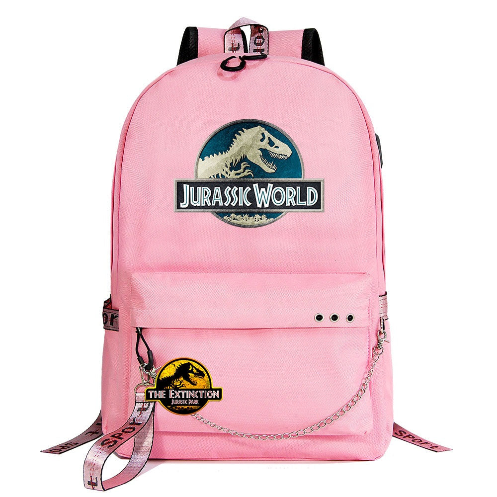 Jurassic World USB Charging Backpack Shoolbag Notebook Bag Gifts for Kids Students