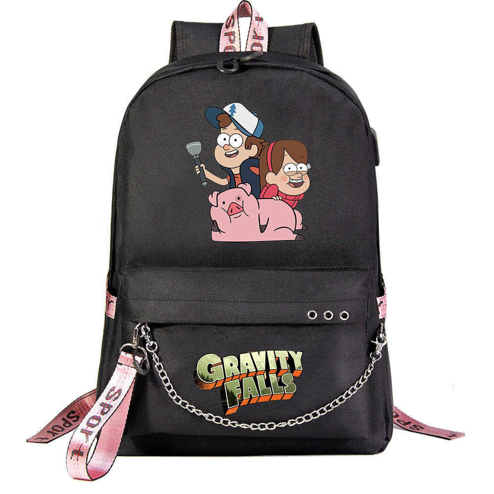 Gravity Falls USB Charging Backpack Shoolbag Notebook Bag Gifts for Kids Students