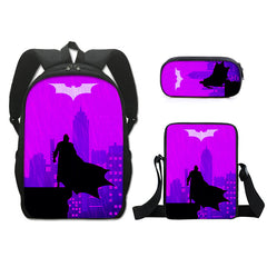 The Dark Knight Batman Schoolbag Backpack Lunch Bag Pencil Case Set Gift for Kids Students