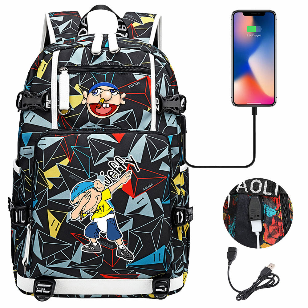 Jeffy USB Charging Backpack School NoteBook Laptop Travel Bags