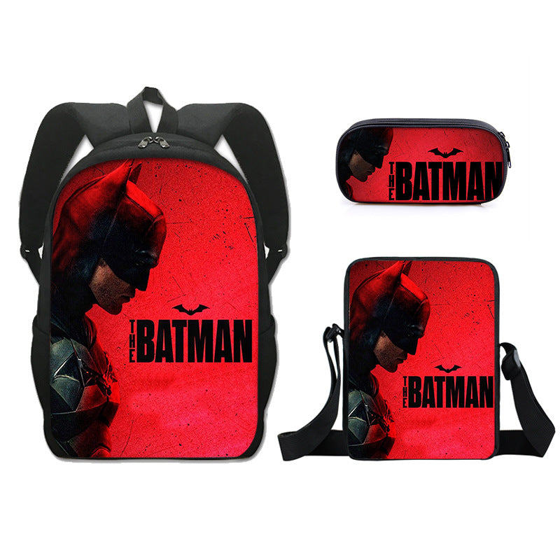 The Dark Knight Batman Schoolbag Backpack Lunch Bag Pencil Case Set Gift for Kids Students