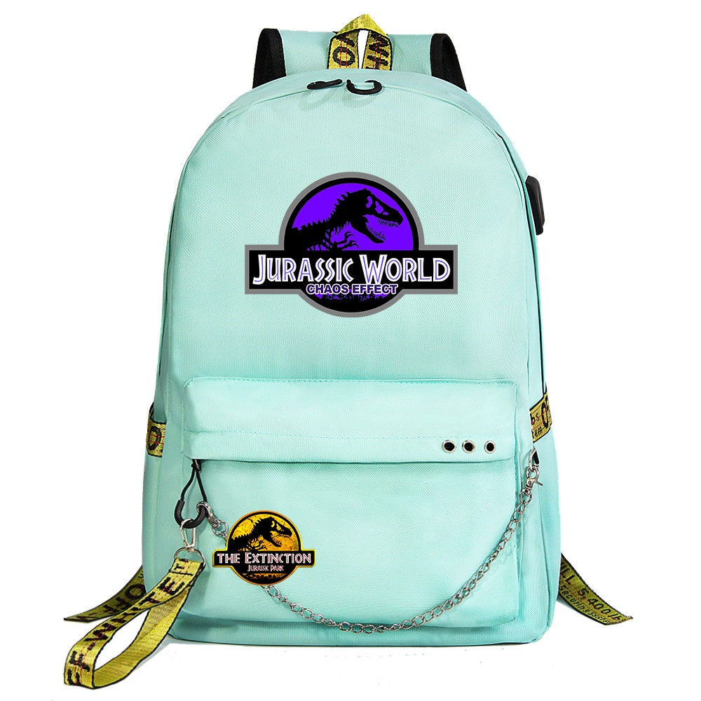 Jurassic World USB Charging Backpack Shoolbag Notebook Bag Gifts for Kids Students