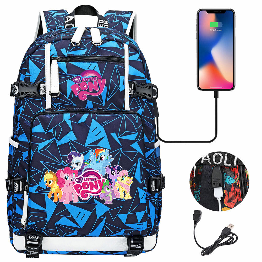 My Little Pony USB Charging Backpack School NoteBook Laptop Travel Bags