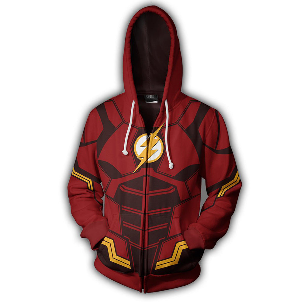 The Flash Barry Allen Superhero Cosplay Hoodie Sweatshirt Sweater Unisex Zipper Jacket Coat