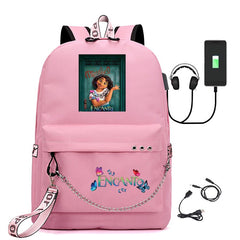 Encanto Mirabel USB Charging Backpack Shoolbag Notebook Bag Gifts for Kids Students