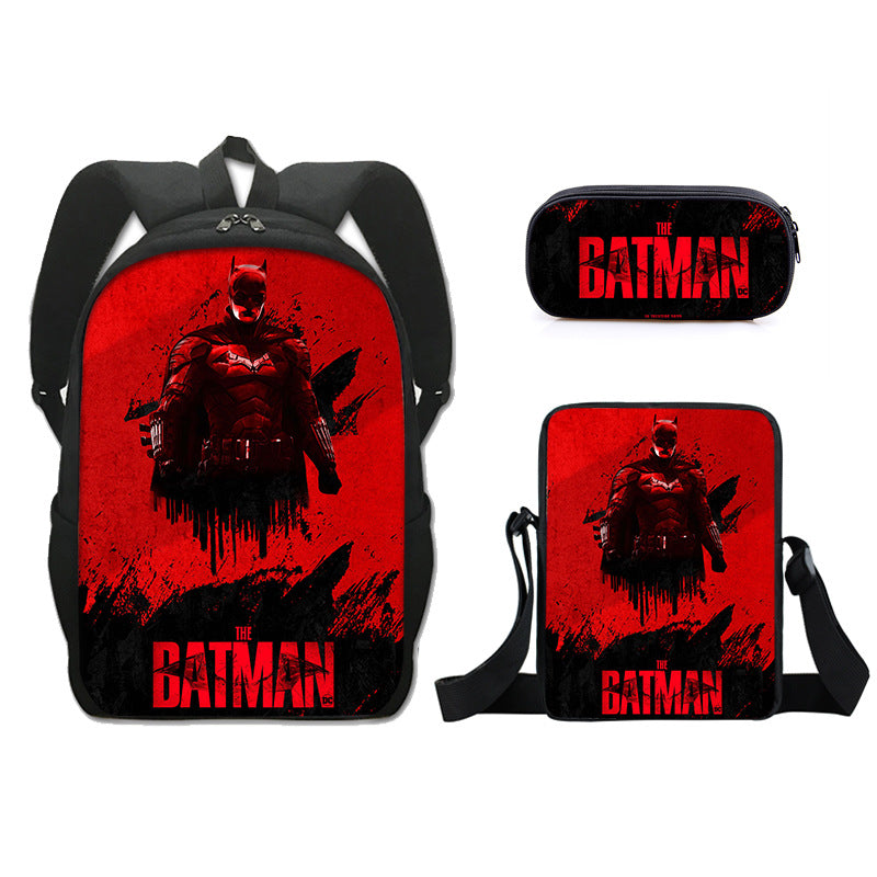 The Dark Knight Batman Schoolbag Backpack Lunch Bag Pencil Case Set Gift for Kids Students