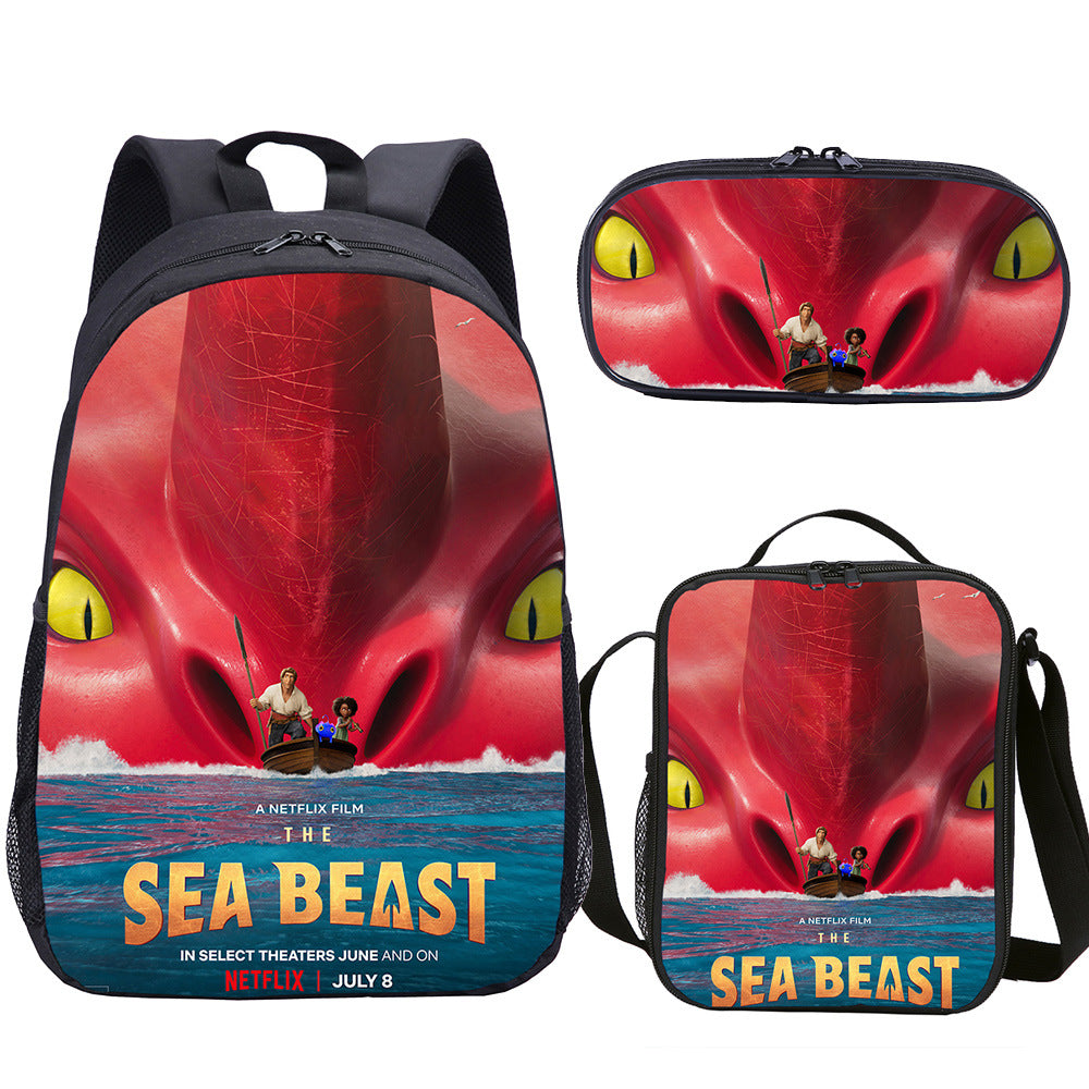 The Sea Beast Schoolbag Backpack Lunch Bag Pencil Case Set Gift for Kids Students