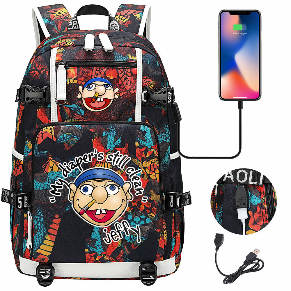 Jeffy USB Charging Backpack School NoteBook Laptop Travel Bags