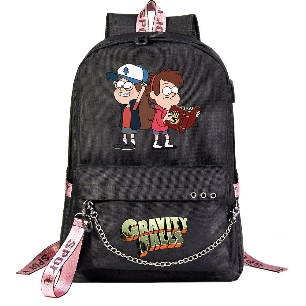 Gravity Falls USB Charging Backpack Shoolbag Notebook Bag Gifts for Kids Students