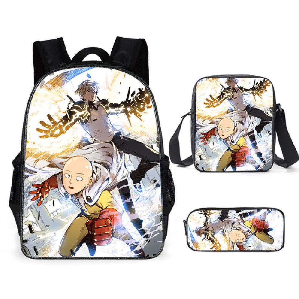 One Punch Man Schoolbag Backpack Lunch Bag Pencil Case Set Gift for Kids Students