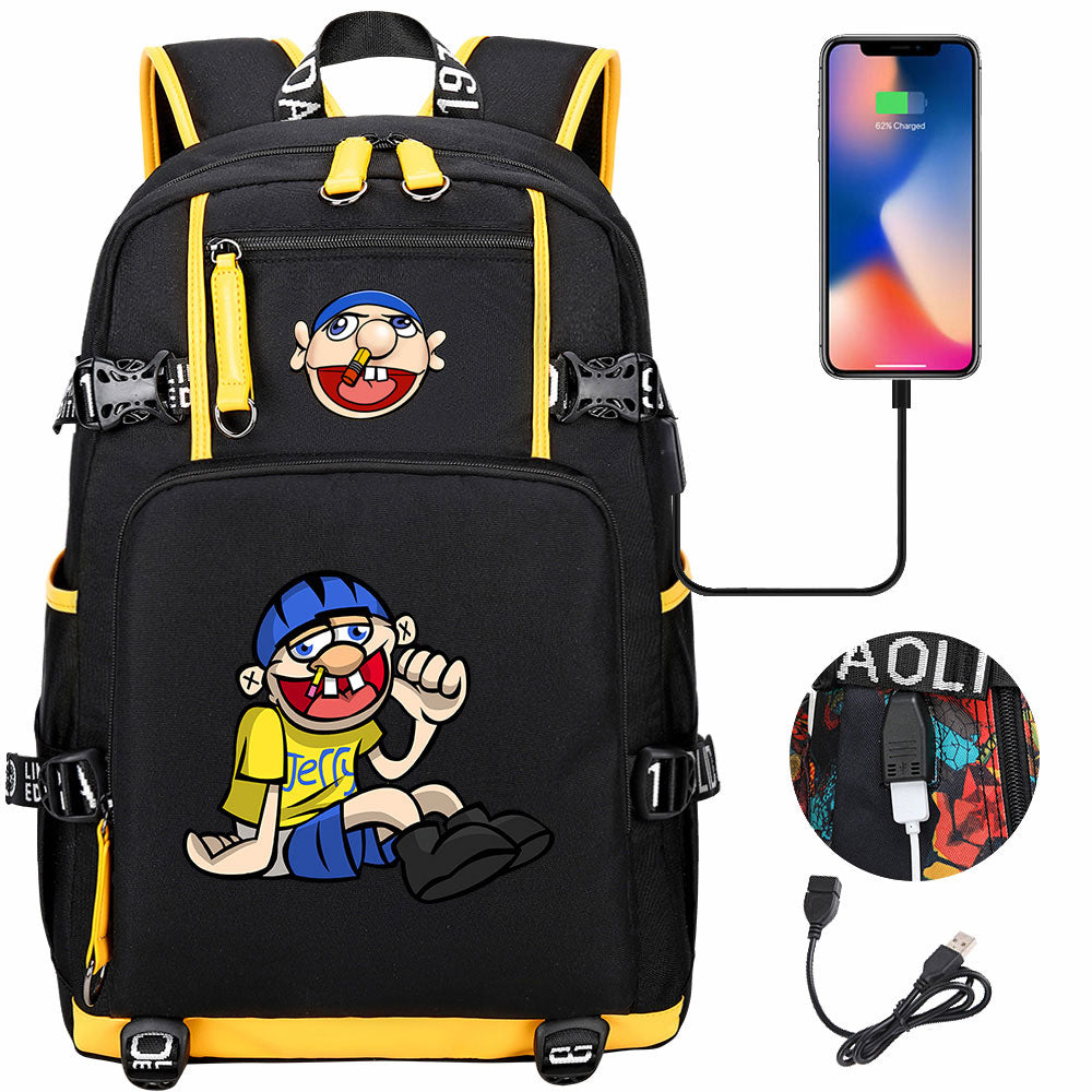 Jeffy USB Charging Backpack School NoteBook Laptop Travel Bags