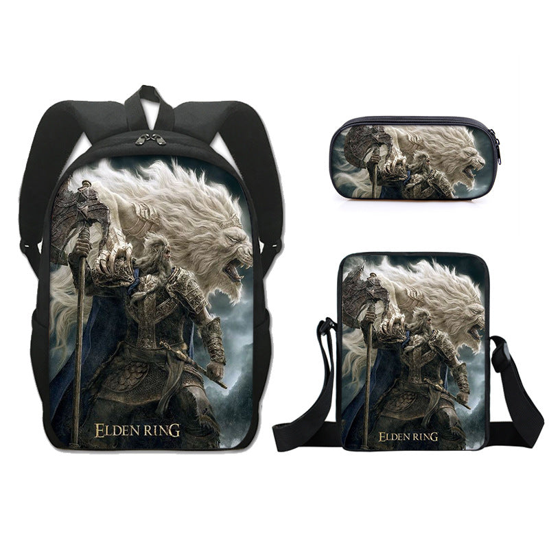 Game Elden Ring Schoolbag Backpack Lunch Bag Pencil Case Set Gift for Kids Students