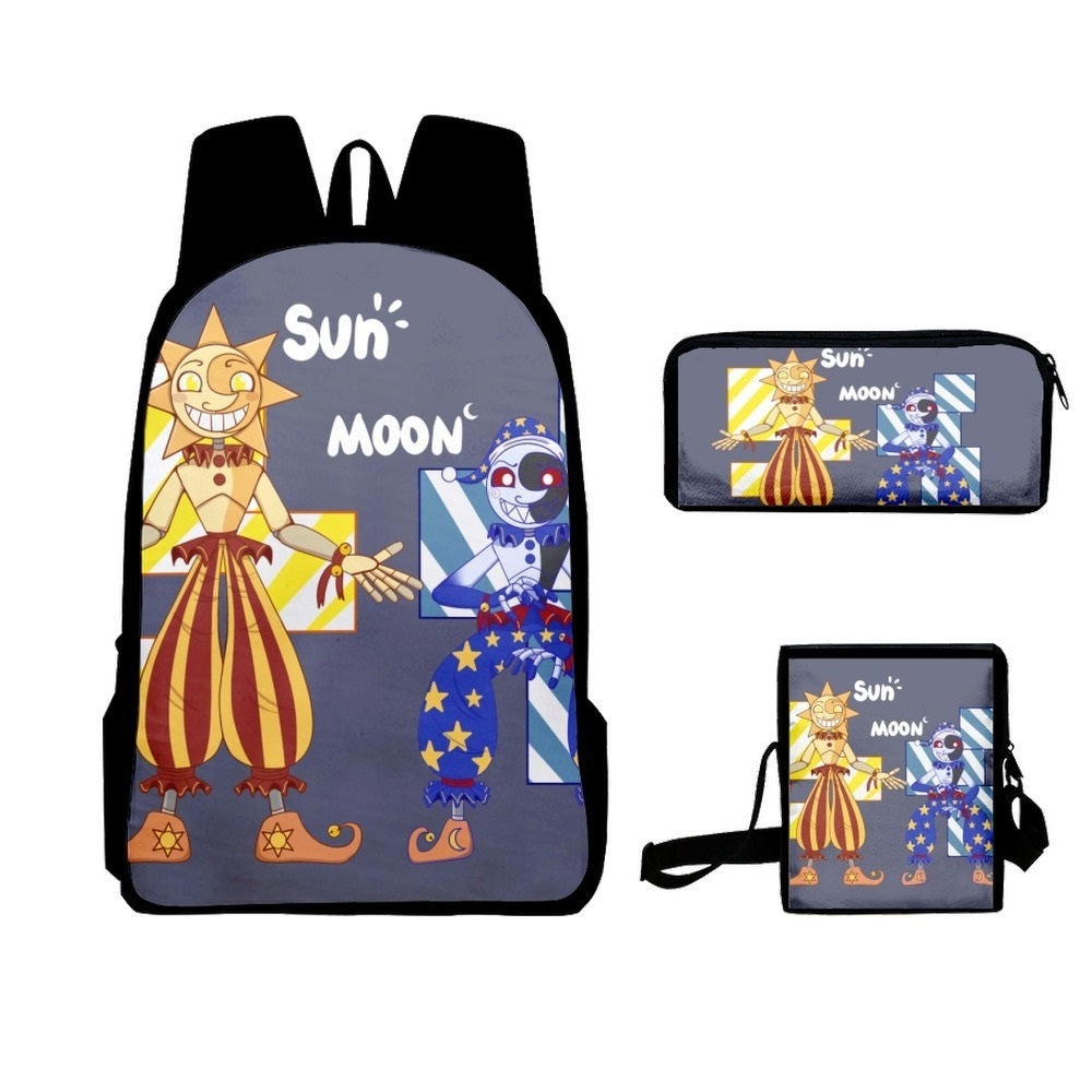 Fnaf Security Breach Sundrop Moondrop Schoolbag Backpack Lunch Bag Pencil Case Set Gift for Kids Students