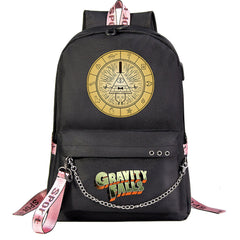 Gravity Falls USB Charging Backpack Shoolbag Notebook Bag Gifts for Kids Students