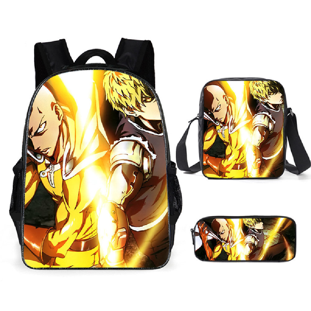 One Punch Man Schoolbag Backpack Lunch Bag Pencil Case Set Gift for Kids Students