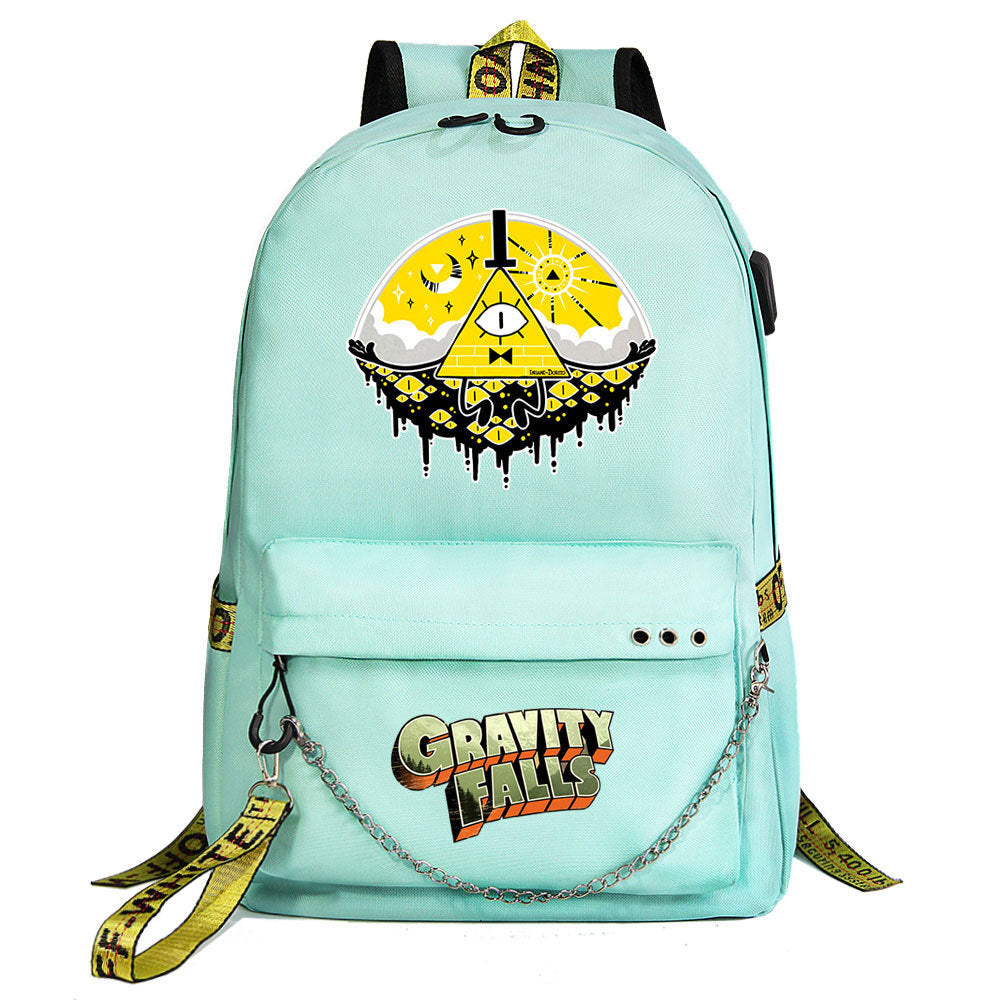 Gravity Falls USB Charging Backpack Shoolbag Notebook Bag Gifts for Kids Students