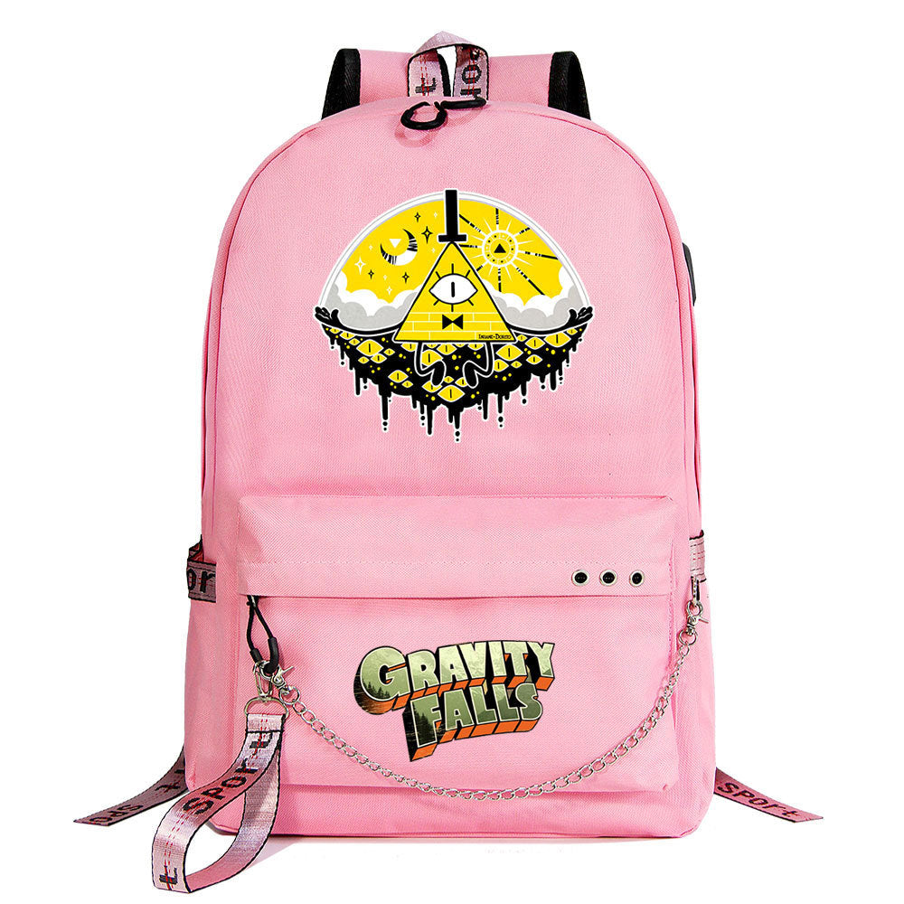 Gravity Falls USB Charging Backpack Shoolbag Notebook Bag Gifts for Kids Students