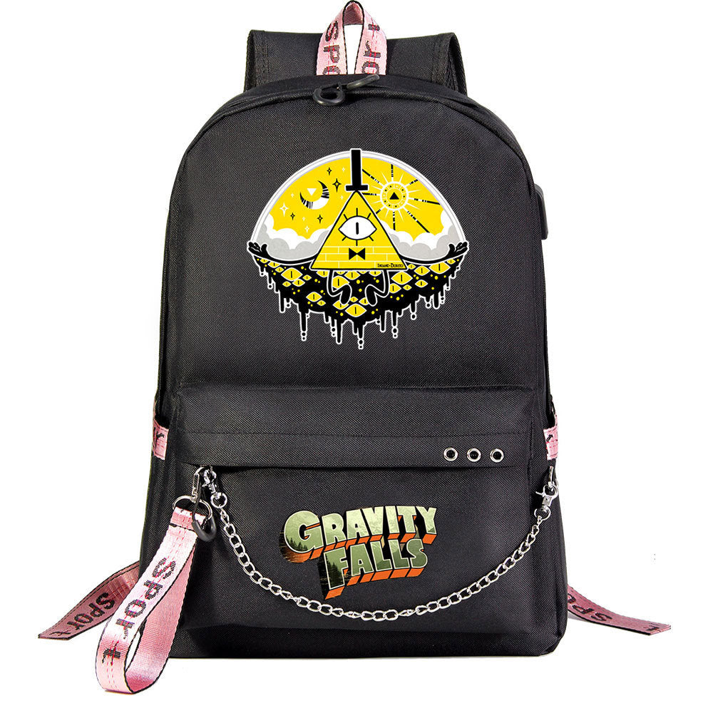 Gravity Falls USB Charging Backpack Shoolbag Notebook Bag Gifts for Kids Students