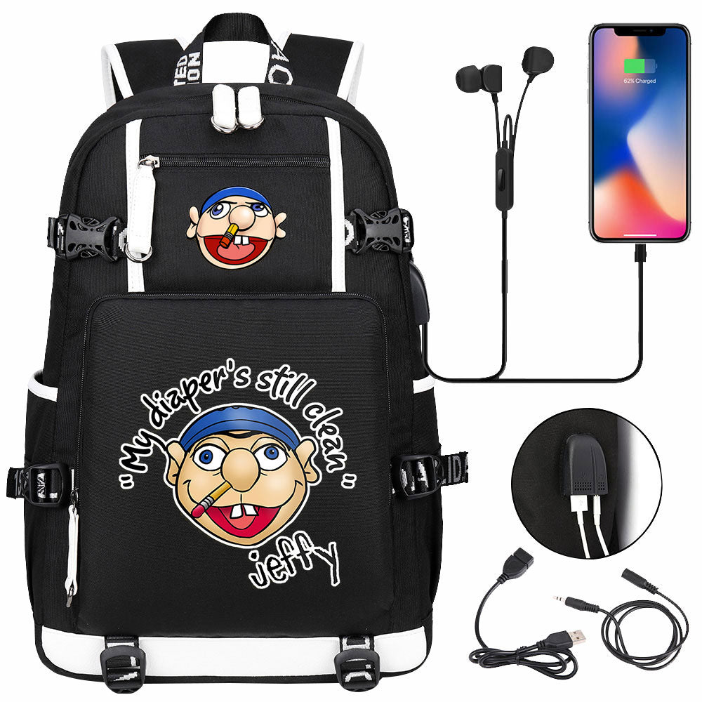 Jeffy USB Charging Backpack School NoteBook Laptop Travel Bags