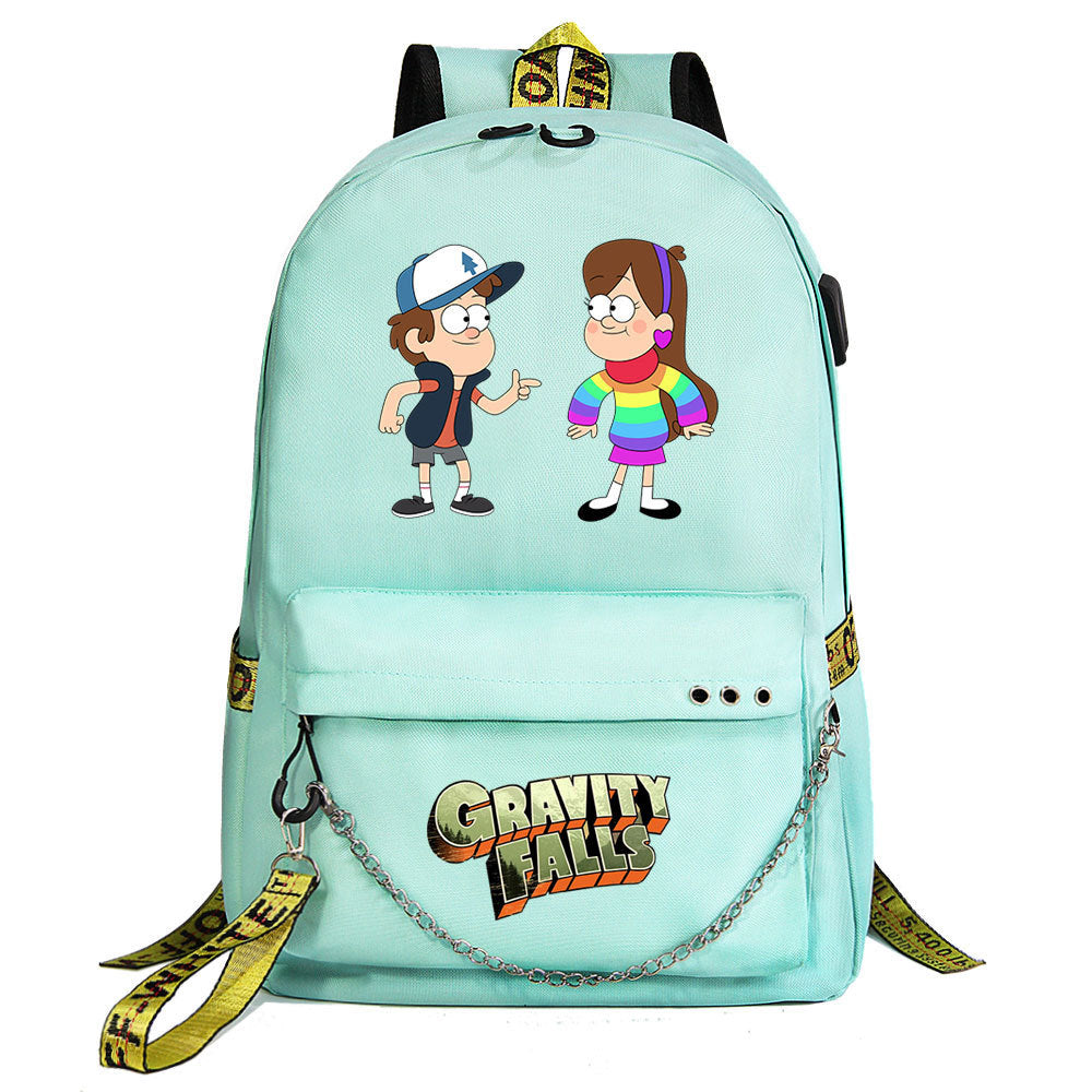 Gravity Falls USB Charging Backpack Shoolbag Notebook Bag Gifts for Kids Students