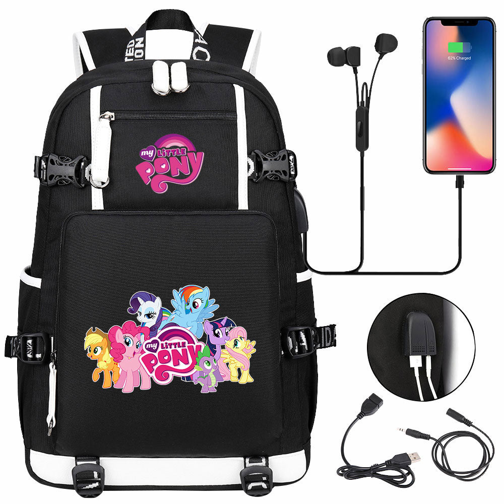 My Little Pony USB Charging Backpack School NoteBook Laptop Travel Bags