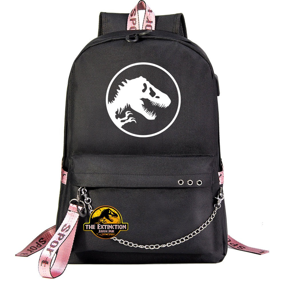 Jurassic World USB Charging Backpack Shoolbag Notebook Bag Gifts for Kids Students