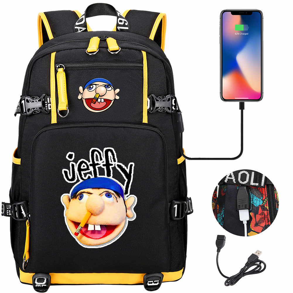 Jeffy USB Charging Backpack School NoteBook Laptop Travel Bags